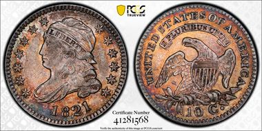 1821 10C Large Date AU55