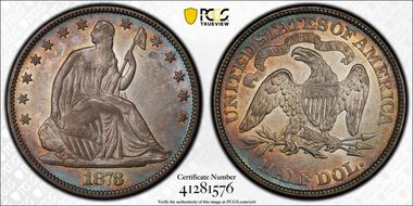 1873 50C No Arrows, Closed 3 AU58