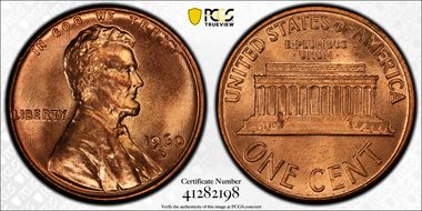 1960-D 1C Small Date MS67+ RD