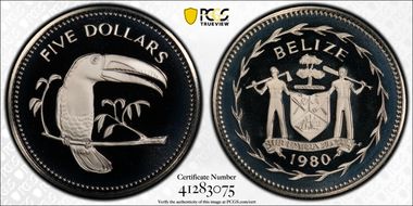 1980-FM $5 KM-44 Copper-Nickel PR68DCAM