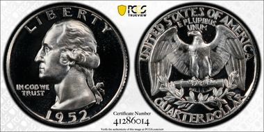 1952 25C PR67DCAM