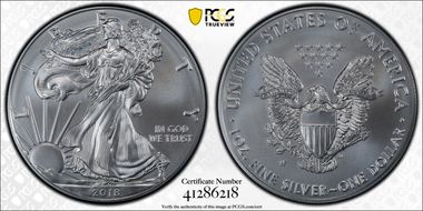 2018-W $1 Burnished Silver Eagle SP70