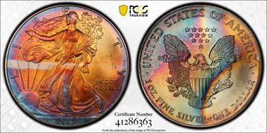 2002 $1 Silver Eagle MS67