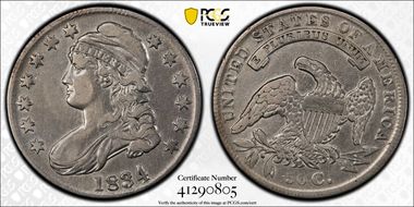 1834 50C Overton 106 VF30