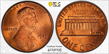 1983 1C Doubled Die Reverse MS65RD