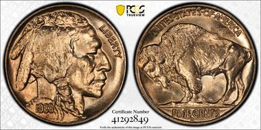 1938-D 5C Buffalo MS65
