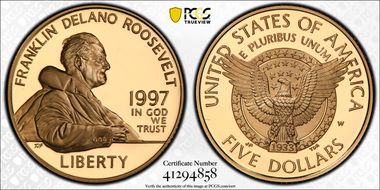 1997-W $5 F.D.R. PR69DCAM