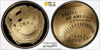 2014-W $5 Baseball Hall of Fame PR70DCAM