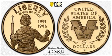 1991-95-W $5 World War II PR69DCAM