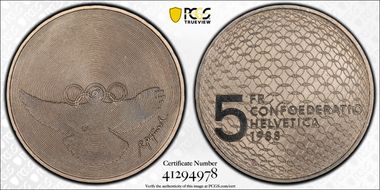1988 B 5 Fr Olympics KM-67 MS68