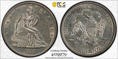 1873 50C No Arrows, Open 3 AU55