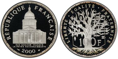 2000 100 Fr Pantheon Gad-898 Ag PR69DCAM
