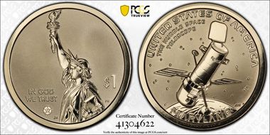 2020-S $1 American Innovation MD Rev PR The Hubble Space Telescope First Strike PR70