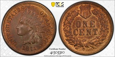 1871 1C MS63BN