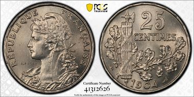 1904 25C Gad-364 F-169 MS65