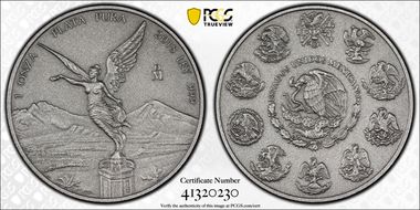 2018-Mo Onza Libertad Ag - Antiqued SP70