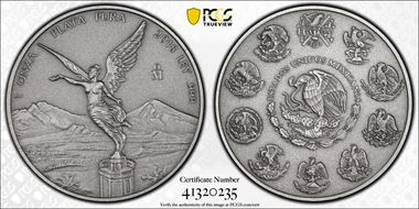 2018-Mo Onza Libertad Ag - Antiqued SP70