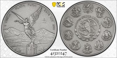 2018-Mo Onza Libertad Ag - Antiqued SP70