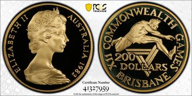 1982 $200 Commonwealth Games PR69DCAM