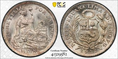 1912-FG 1/2 Din KM-206.2  Ag MS66