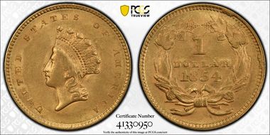 1854 G$1 Type 2 MS61