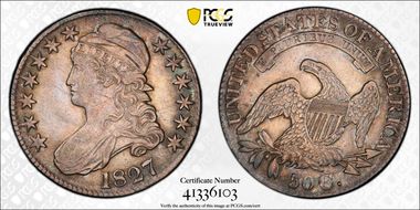 1827 50C Square Base 2 AU50