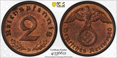 1940-D 2 Pfg J-362 MS64RB