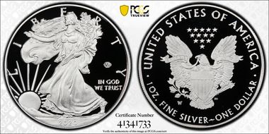 2020-W  $1 Silver Eagle - v75 Privy First Strike PR70DCAM