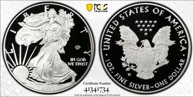 2020-W  $1 Silver Eagle - v75 Privy First Strike PR70DCAM