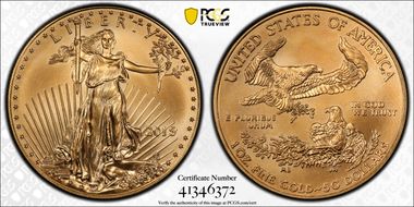 2015 $50 Gold Eagle MS69