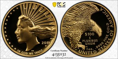2019-W $100 High Relief Enhanced .9999 Fine SP70DMPL