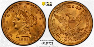 1861 $2.50 New Reverse MS64