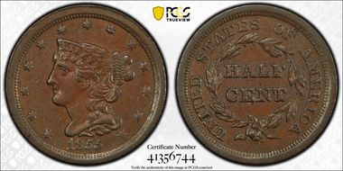 1855 1/2C AU50BN