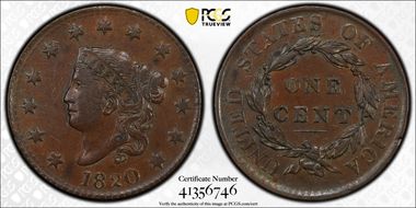 1820 1C Large Date XF40BN