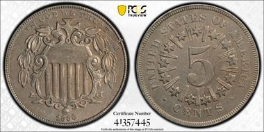 1866 5C Rays AU53