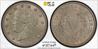 1883 5C With CENTS MS63