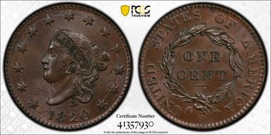 1820 1C Large Date MS65BN