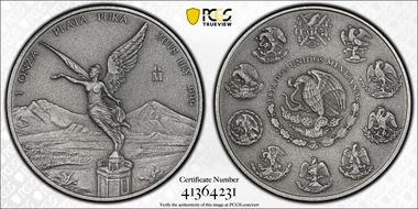 2018-Mo Onza Libertad Ag - Antiqued SP70