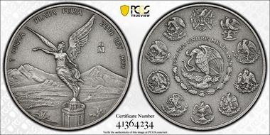 2018-Mo Onza Libertad Ag - Antiqued SP70