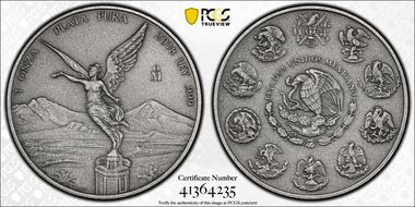 2018-Mo Onza Libertad Ag - Antiqued SP70