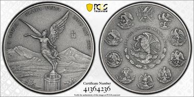 2018-Mo Onza Libertad Ag - Antiqued SP70