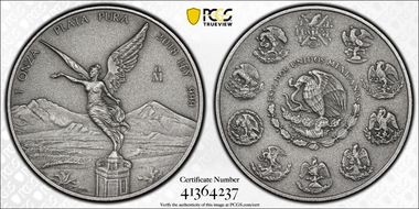 2018-Mo Onza Libertad Ag - Antiqued SP70