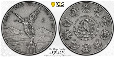 2018-Mo Onza Libertad Ag - Antiqued SP70