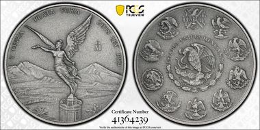 2018-Mo Onza Libertad Ag - Antiqued SP70