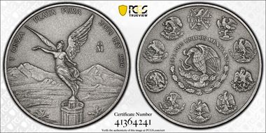 2018-Mo Onza Libertad Ag - Antiqued SP70