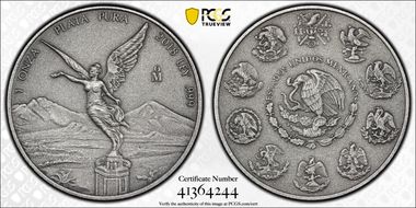 2018-Mo Onza Libertad Ag - Antiqued SP70
