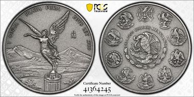 2018-Mo Onza Libertad Ag - Antiqued SP70
