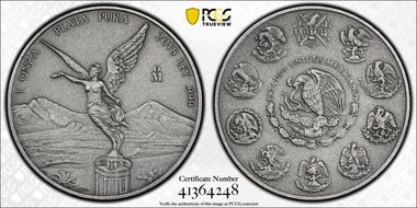 2018-Mo Onza Libertad Ag - Antiqued SP70