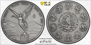 2018-Mo Onza Libertad Ag - Antiqued SP70