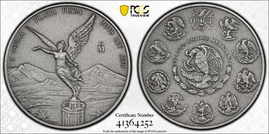 2018-Mo Onza Libertad Ag - Antiqued SP70